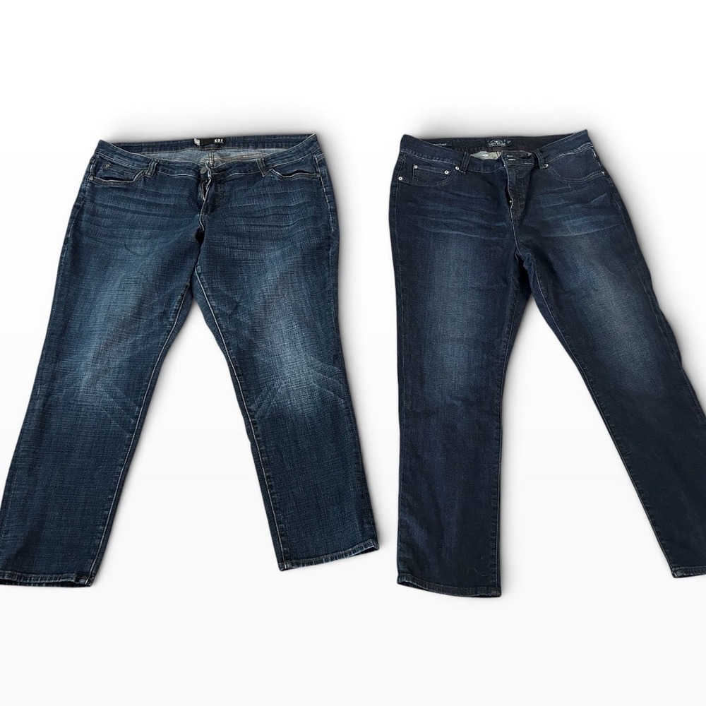Lot of 2 Womens Jeans KUT from the Kloth & Lucky Brand Straight Leg Dark Wash 18